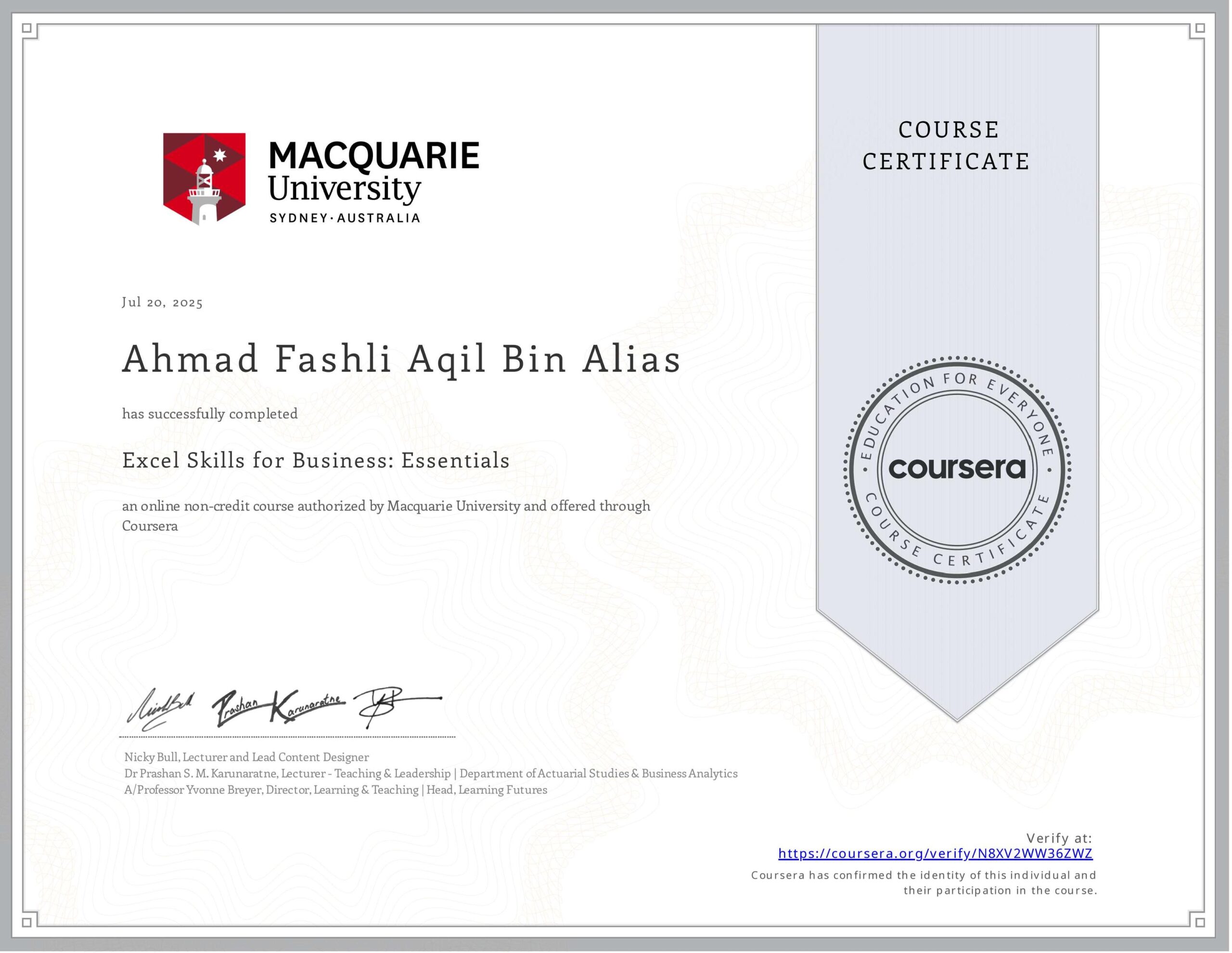 Excel Skills for Business